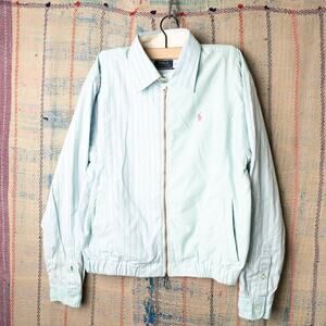 Custom upcycled polo harrington jacket